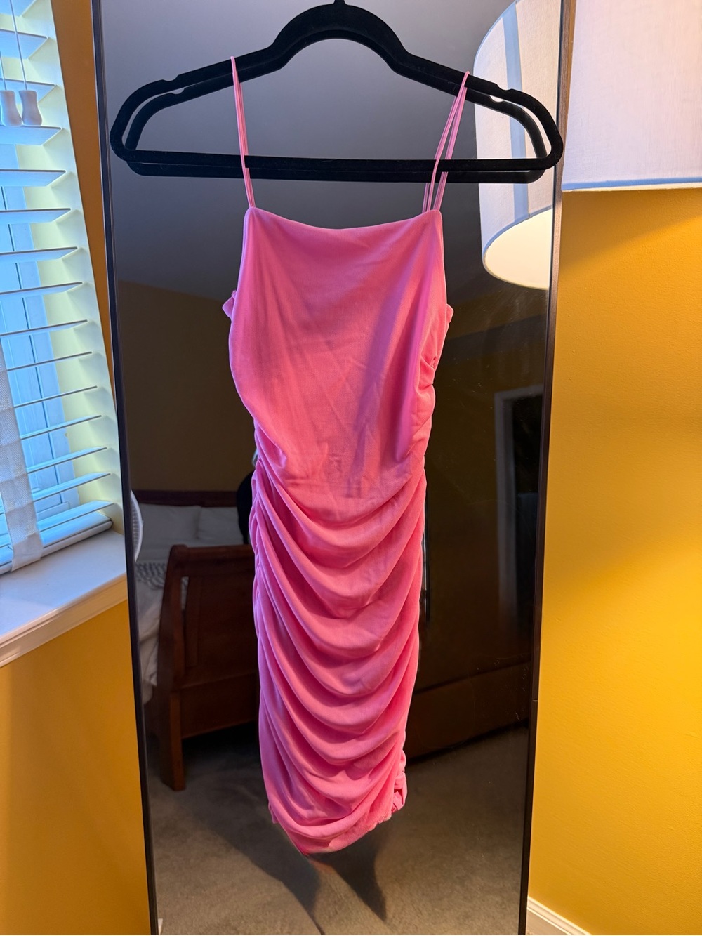 Hello Molly Hot Pink Ruched Mini Dress